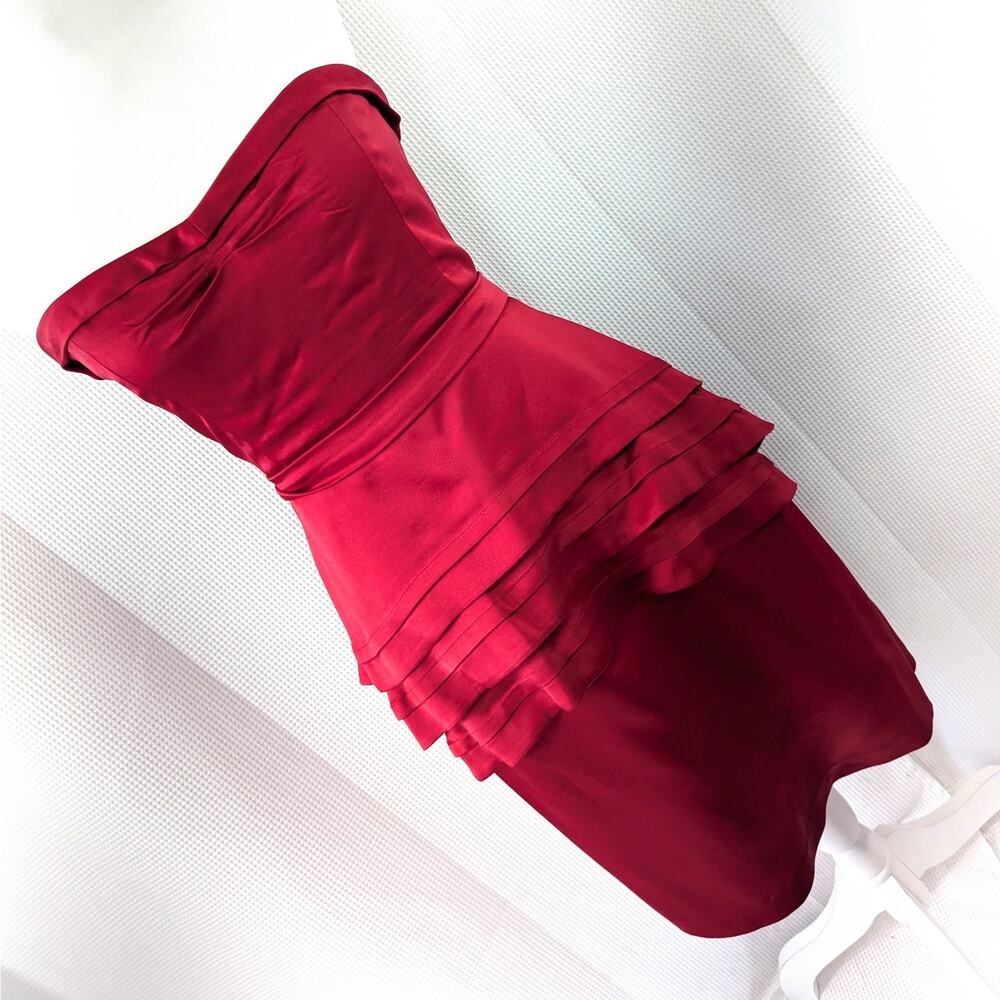 BCBGMaxAzria Red Strapless Ruffled Cocktail Dress - Picture 8 of 8